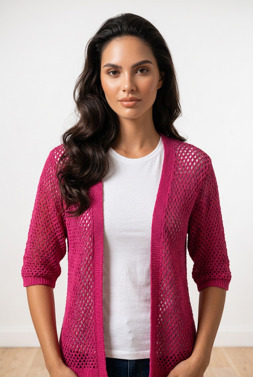 Gemusterter Damen-Cardigan von Kerstins Online Mode Boutique, weiches Strickmaterial, langärmlig, ideale Freizeitkleidung