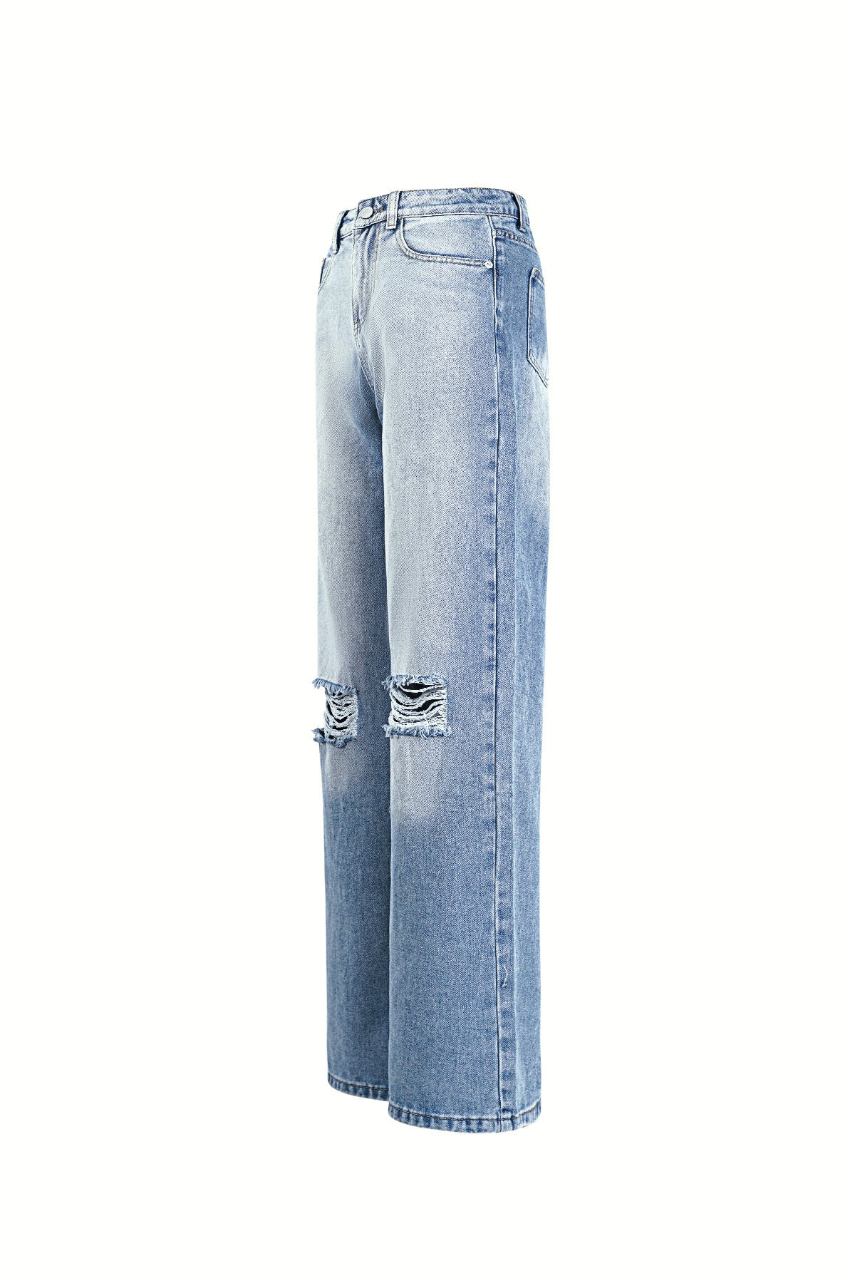 Cotton Woven Damen Straight Leg Jeans Ripped