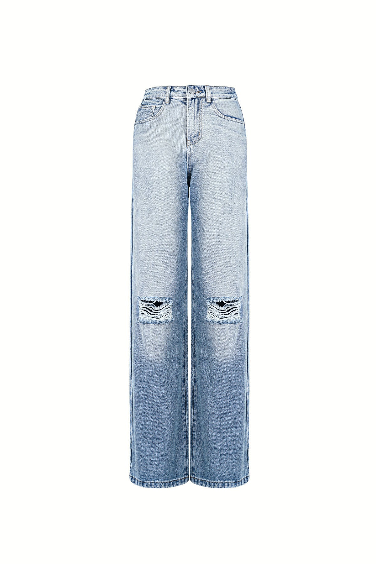 Cotton Woven Damen Straight Leg Jeans Ripped
