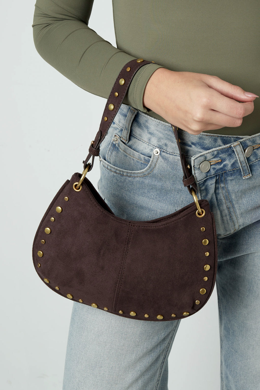 Schultertaschen Nieten Casual Wildleder Täglich Zubehör