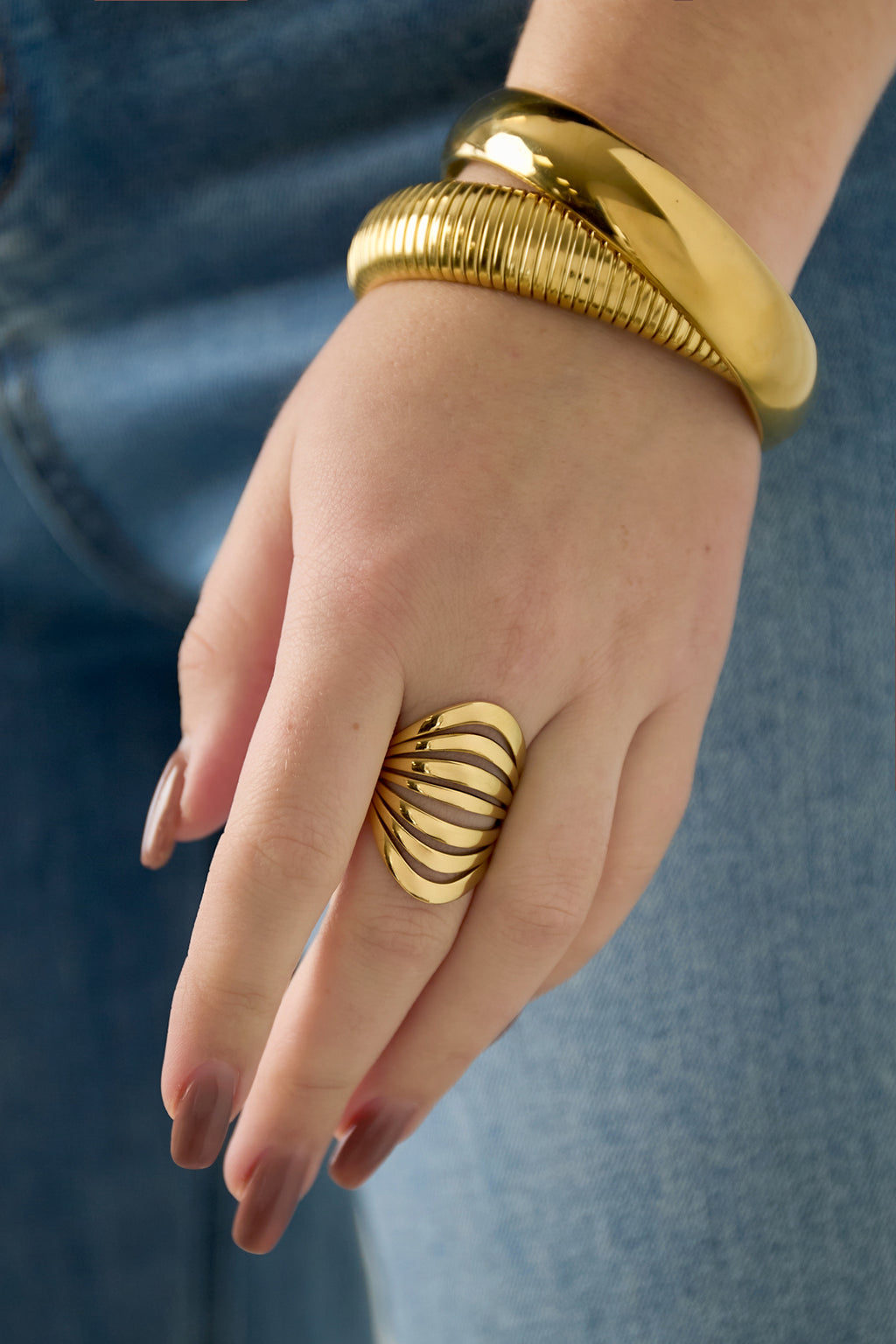Edelstahl Statement Ringe Linien Casual Daily Simple Serie Damenschmuck