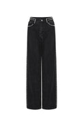 Gewebte Baumwolle Damen Gerade Hose Street Einfarbige Farbe