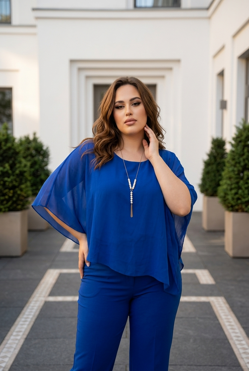 Kerstins Online Mode Boutique Bluse in hellblau mit langen Ärmeln und Knopfverschluss, weiches, bequemes Oberteil für Damen